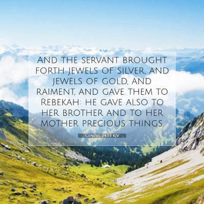 Picture 07 - Genesis 24:53 KJV - And the servant brought forth jewels of silver, - Bible Verse Picture