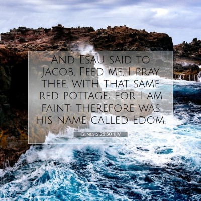 Picture 07 - Genesis 25:30 KJV - And Esau said to Jacob, Feed me, I pray thee, - Bible Verse Picture