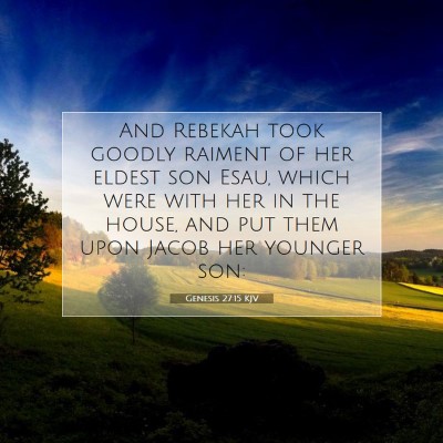 Picture 07 - Genesis 27:15 KJV - And Rebekah took goodly raiment of her eldest son - Bible Verse Picture