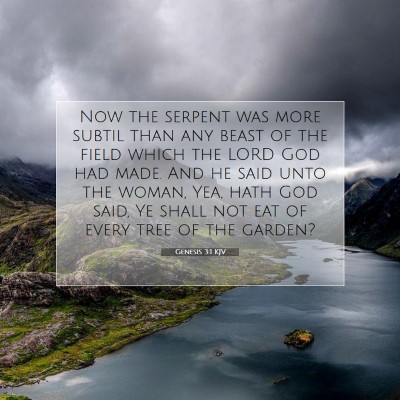 Picture 07 - Genesis 3:1 KJV - Now the serpent was more subtil than any beast of - Bible Verse Picture