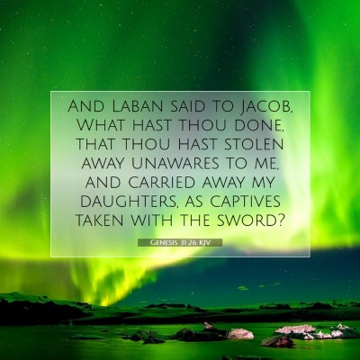 Picture 07 - Genesis 31:26 KJV - And Laban said to Jacob, What hast thou done, - Bible Verse Picture