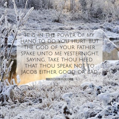 Picture 07 - Genesis 31:29 KJV - It is in the power of my hand to do you hurt: but - Bible Verse Picture