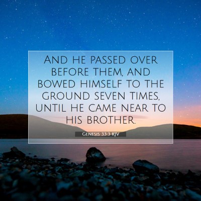 Picture 07 - Genesis 33:3 KJV - And he passed over before them, and bowed himself - Bible Verse Picture