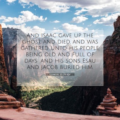 Picture 07 - Genesis 35:29 KJV - And Isaac gave up the ghost, and died, and was - Bible Verse Picture