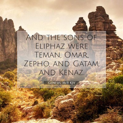 Picture 07 - Genesis 36:11 KJV - And the sons of Eliphaz were Teman, Omar, Zepho, - Bible Verse Picture
