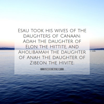 Picture 07 - Genesis 36:2 KJV - Esau took his wives of the daughters of Canaan; - Bible Verse Picture