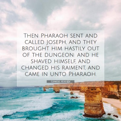 Picture 07 - Genesis 41:14 KJV - Then Pharaoh sent and called Joseph, and they - Bible Verse Picture