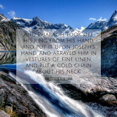 Picture 07 - Genesis 41:42 KJV - And Pharaoh took off his ring from his hand, and - Bible Verse Picture