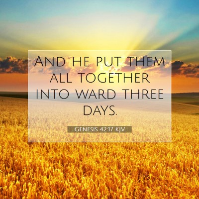 Picture 07 - Genesis 42:17 KJV - And he put them all together into ward three - Bible Verse Picture