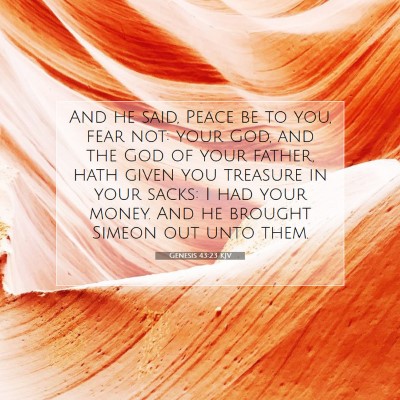 Picture 07 - Genesis 43:23 KJV - And he said, Peace be to you, fear not: your God, - Bible Verse Picture
