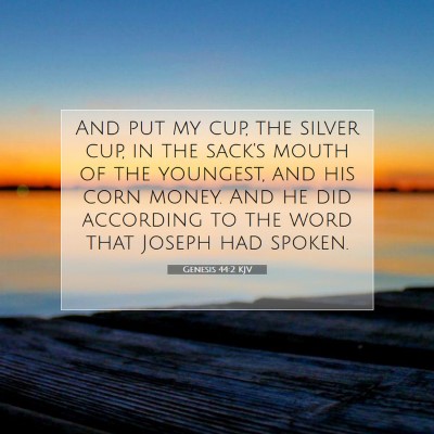 Picture 07 - Genesis 44:2 KJV - And put my cup, the silver cup, in the sack's - Bible Verse Picture