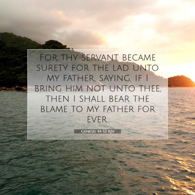 Picture 07 - Genesis 44:32 KJV - For thy servant became surety for the lad unto my - Bible Verse Picture