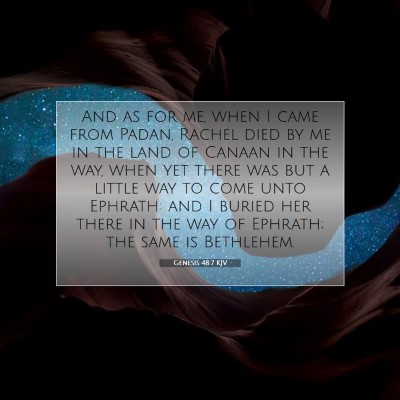 Picture 07 - Genesis 48:7 KJV - And as for me, when I came from Padan, Rachel - Bible Verse Picture