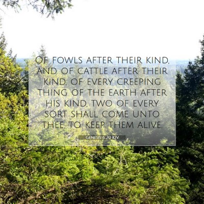 Picture 07 - Genesis 6:20 KJV - Of fowls after their kind, and of cattle after - Bible Verse Picture