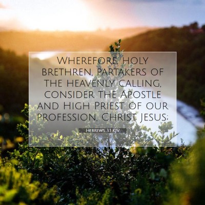 Picture 07 - Hebrews 3:1 KJV - Wherefore, holy brethren, partakers of the - Bible Verse Picture