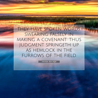 Picture 07 - Hosea 10:4 KJV - They have spoken words, swearing falsely in - Bible Verse Picture