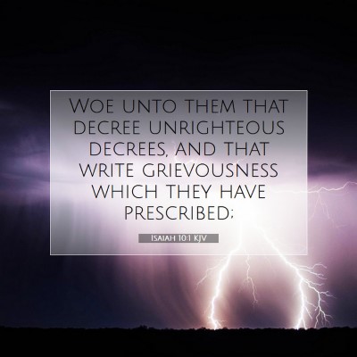 Picture 07 - Isaiah 10:1 KJV - Woe unto them that decree unrighteous decrees, - Bible Verse Picture