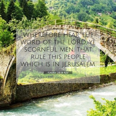 Picture 07 - Isaiah 28:14 KJV - Wherefore hear the word of the LORD, ye scornful - Bible Verse Picture