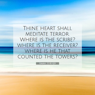 Picture 07 - Isaiah 33:18 KJV - Thine heart shall meditate terror. Where is the - Bible Verse Picture