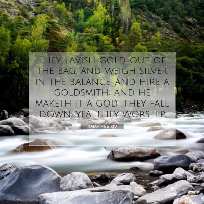 Picture 07 - Isaiah 46:6 KJV - They lavish gold out of the bag, and weigh silver - Bible Verse Picture