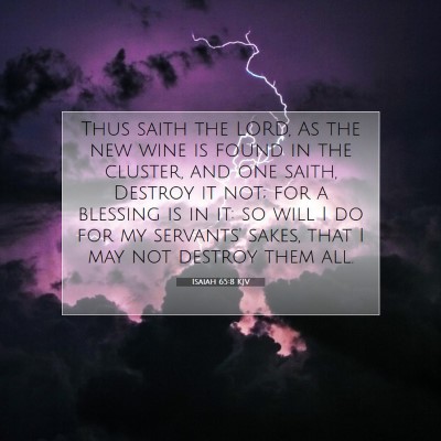 Picture 07 - Isaiah 65:8 KJV - Thus saith the LORD, As the new wine is found in - Bible Verse Picture