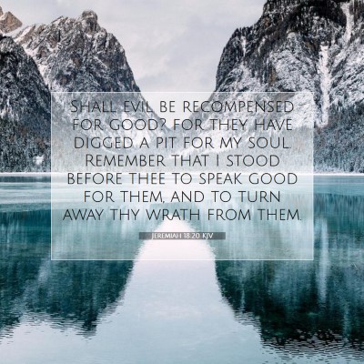Picture 07 - Jeremiah 18:20 KJV - Shall evil be recompensed for good? for they have - Bible Verse Picture