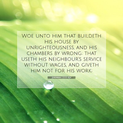Picture 07 - Jeremiah 22:13 KJV - Woe unto him that buildeth his house by - Bible Verse Picture