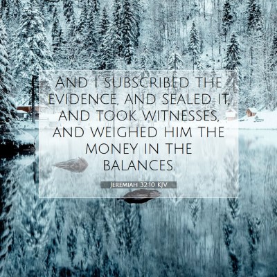 Picture 07 - Jeremiah 32:10 KJV - And I subscribed the evidence, and sealed it, and - Bible Verse Picture