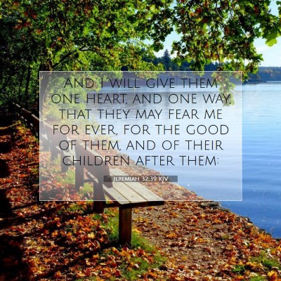 Picture 07 - Jeremiah 32:39 KJV - And I will give them one heart, and one way, that - Bible Verse Picture