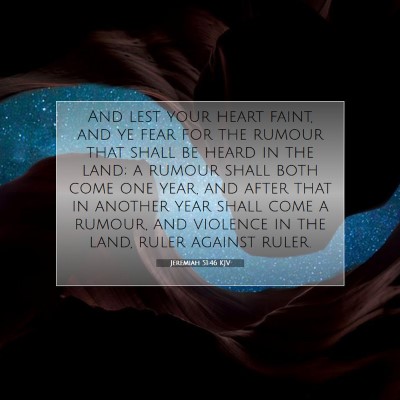 Picture 07 - Jeremiah 51:46 KJV - And lest your heart faint, and ye fear for the - Bible Verse Picture
