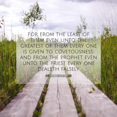 Picture 07 - Jeremiah 6:13 KJV - For from the least of them even unto the greatest - Bible Verse Picture