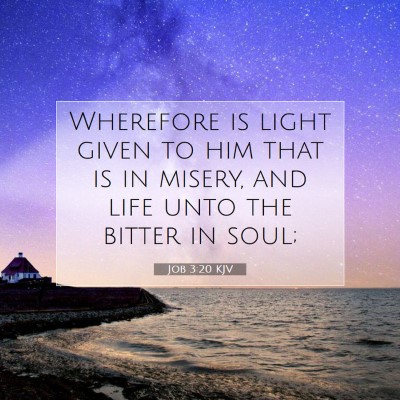 Picture 07 - Job 3:20 KJV - Wherefore is light given to him that is in - Bible Verse Picture
