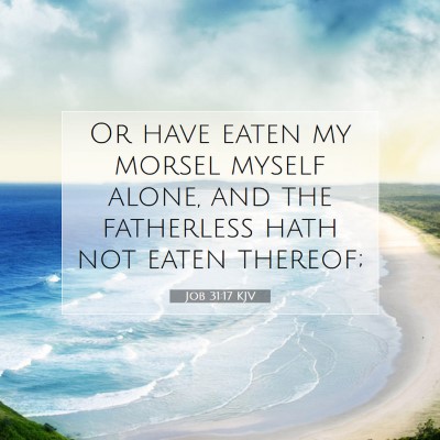 Picture 07 - Job 31:17 KJV - Or have eaten my morsel myself alone, and the - Bible Verse Picture