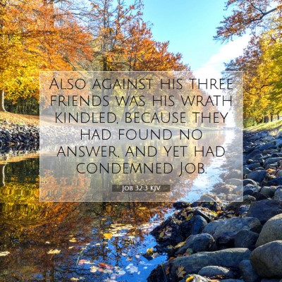 Picture 07 - Job 32:3 KJV - Also against his three friends was his wrath - Bible Verse Picture