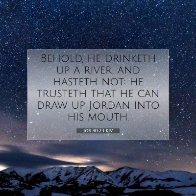 Picture 07 - Job 40:23 KJV - Behold, he drinketh up a river, and hasteth not: - Bible Verse Picture