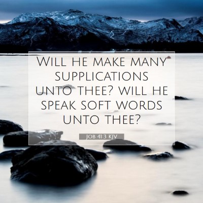 Picture 07 - Job 41:3 KJV - Will he make many supplications unto thee? will - Bible Verse Picture