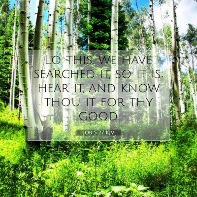 Picture 07 - Job 5:27 KJV - Lo this, we have searched it, so it is; hear it, - Bible Verse Picture