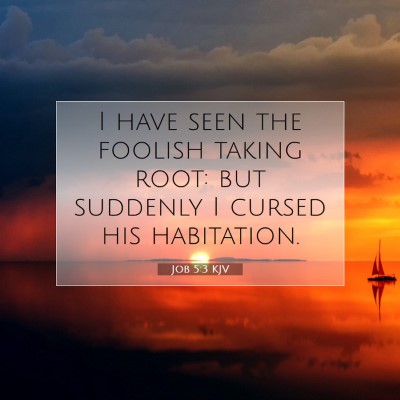 Picture 07 - Job 5:3 KJV - I have seen the foolish taking root: but suddenly - Bible Verse Picture