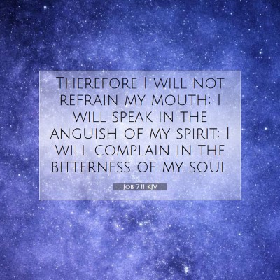 Picture 07 - Job 7:11 KJV - Therefore I will not refrain my mouth; I will - Bible Verse Picture