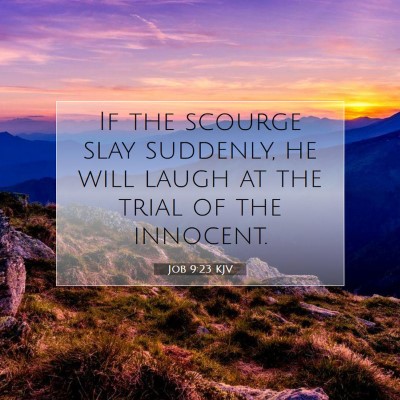 Picture 07 - Job 9:23 KJV - If the scourge slay suddenly, he will laugh at - Bible Verse Picture