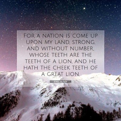 Picture 07 - Joel 1:6 KJV - For a nation is come up upon my land, strong, and - Bible Verse Picture