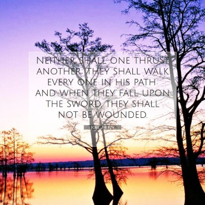 Picture 07 - Joel 2:8 KJV - Neither shall one thrust another; they shall walk - Bible Verse Picture