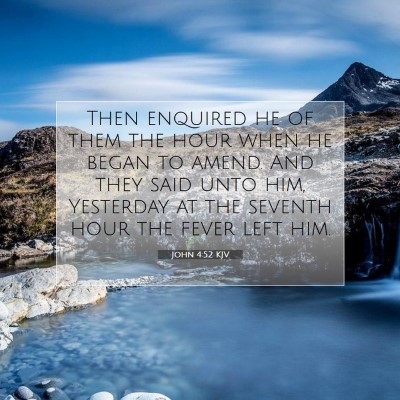 Picture 07 - John 4:52 KJV - Then enquired he of them the hour when he began - Bible Verse Picture