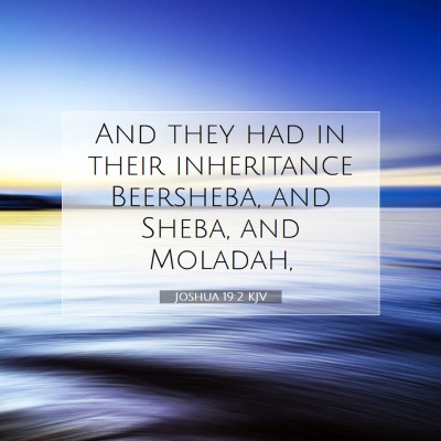 Picture 07 - Joshua 19:2 KJV - And they had in their inheritance Beersheba, and - Bible Verse Picture