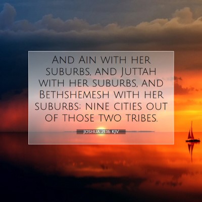 Picture 07 - Joshua 21:16 KJV - And Ain with her suburbs, and Juttah with her - Bible Verse Picture