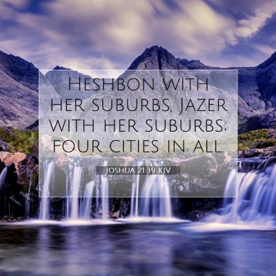 Picture 07 - Joshua 21:39 KJV - Heshbon with her suburbs, Jazer with her suburbs; - Bible Verse Picture