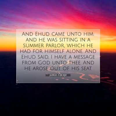 Picture 07 - Judges 3:20 KJV - And Ehud came unto him; and he was sitting in a - Bible Verse Picture
