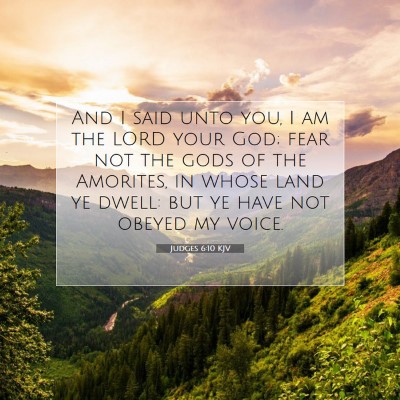 Picture 07 - Judges 6:10 KJV - And I said unto you, I am the LORD your God; fear - Bible Verse Picture