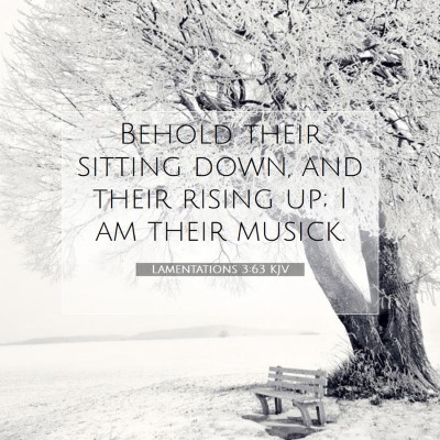 Picture 07 - Lamentations 3:63 KJV - Behold their sitting down, and their rising up; I - Bible Verse Picture