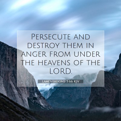 Picture 07 - Lamentations 3:66 KJV - Persecute and destroy them in anger from under - Bible Verse Picture